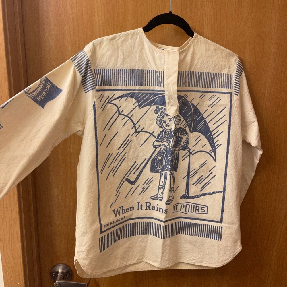 Morton Salt Vintage 80s Linen Shirt size MEDIUM